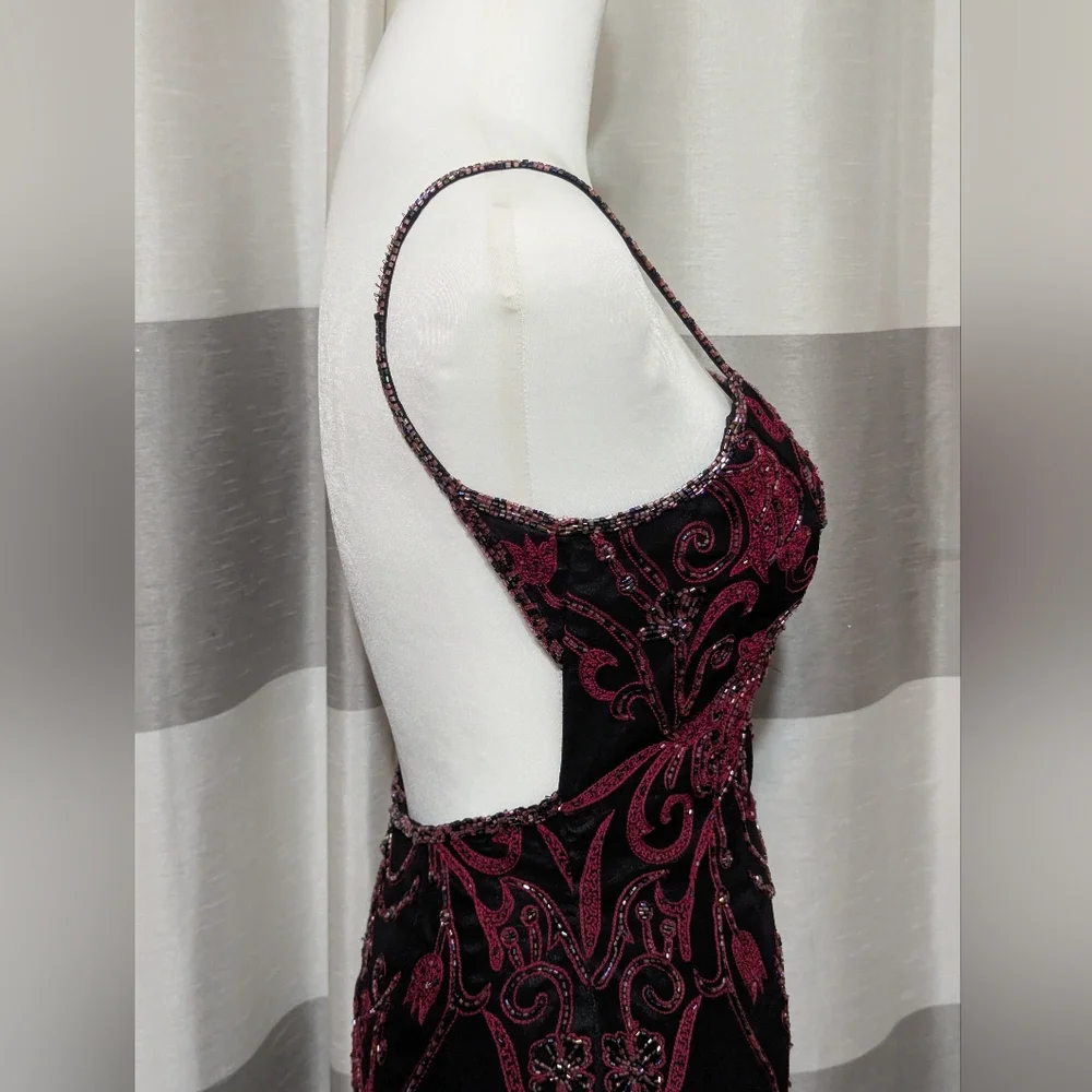 Mia Bella Couture Stunning Beaded Embroidered Open Back Silk Evening Gown - Picture 7 of 16